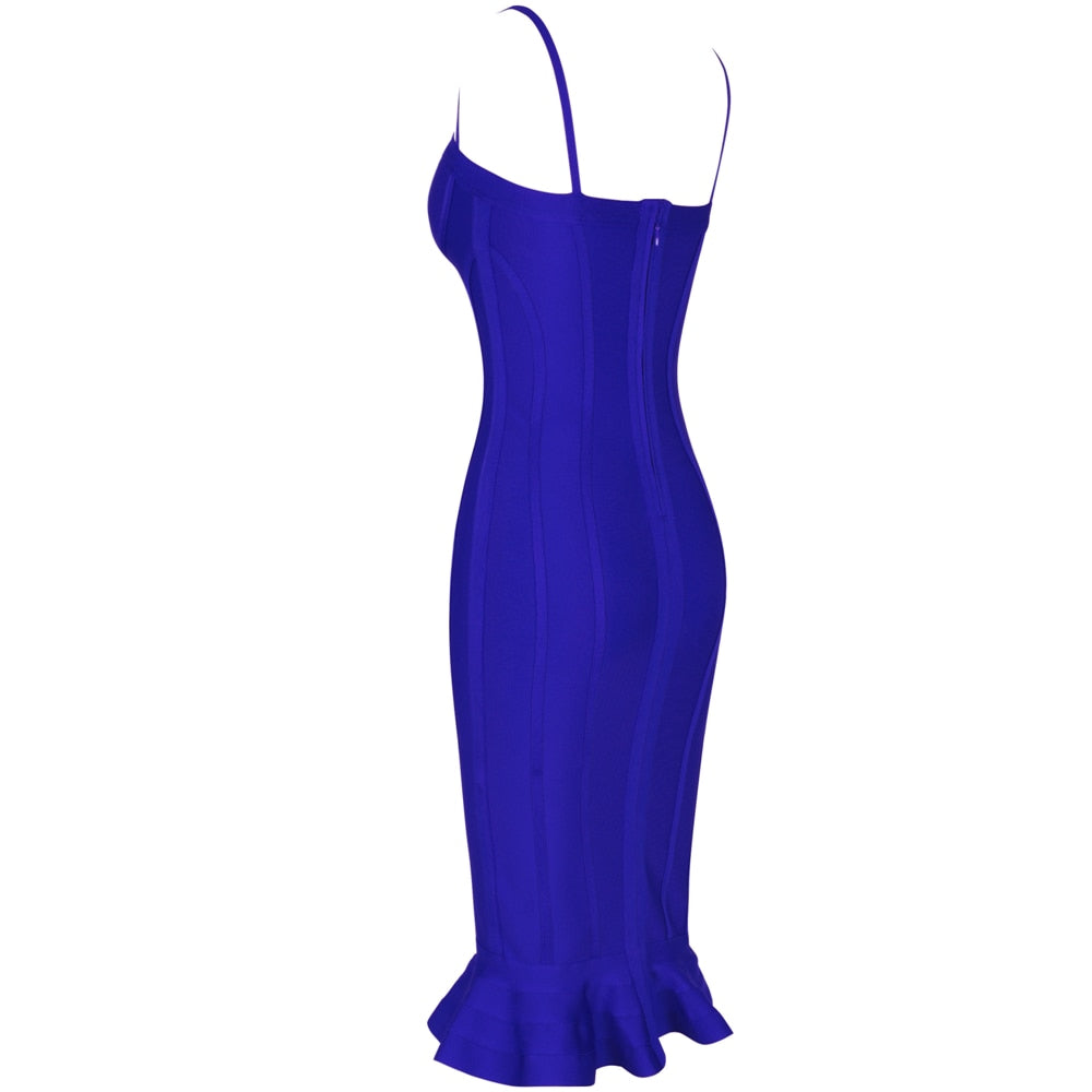 Women Lemon Yellow Fluted Bustier Mermaid Bandage Dress Sexy Club Party Dresss-4